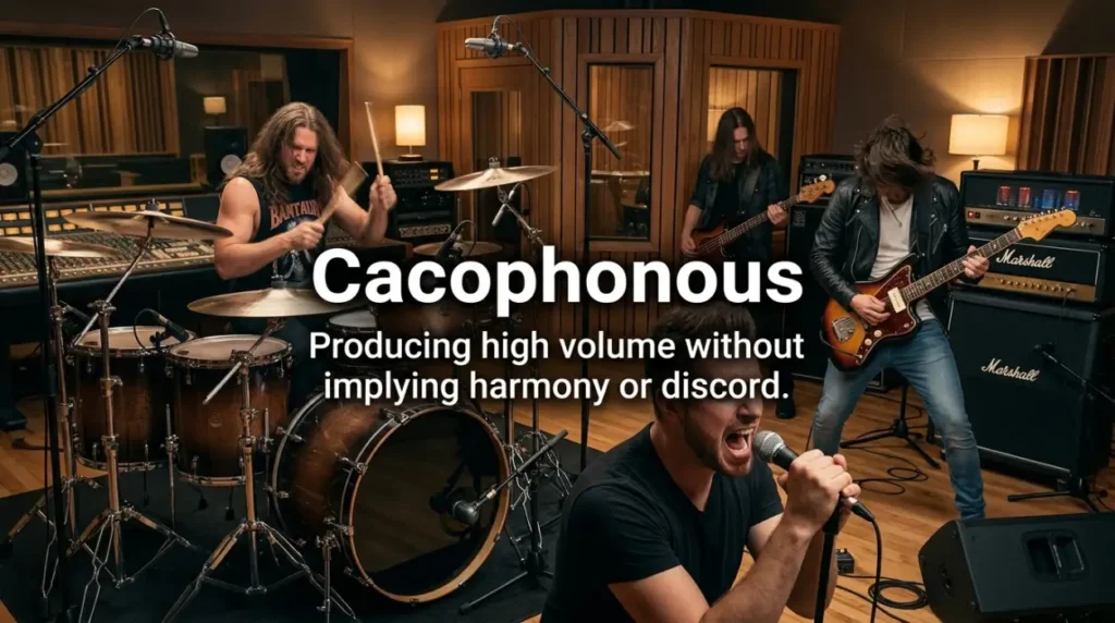 Producing high volume without implying harmony or discord.