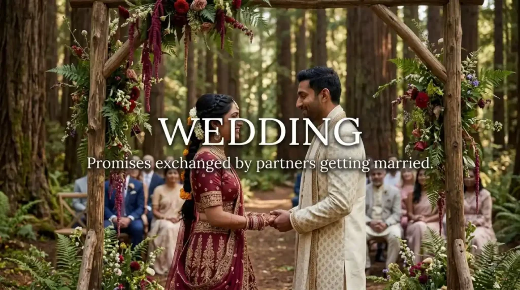 Promises exchanged by partners getting married.
