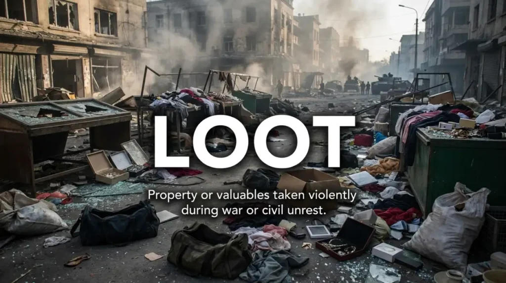 Property or valuables taken violently during war or civil unrest.