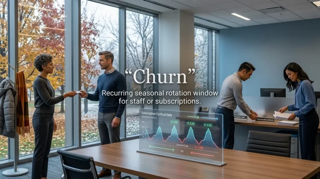 Recurring seasonal rotation window for staff or subscriptions.