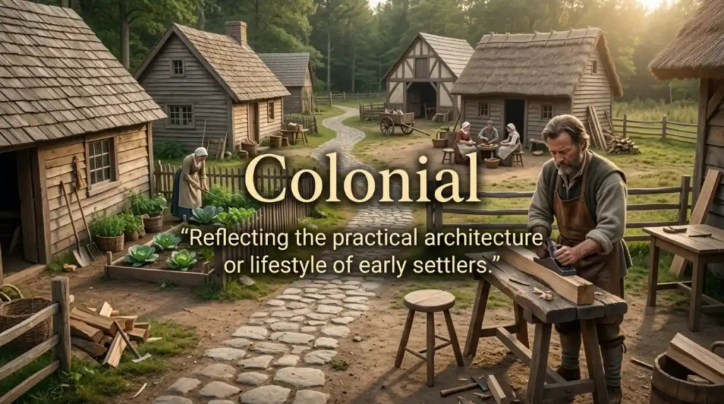 Reflecting the practical architecture or lifestyle of early settlers.