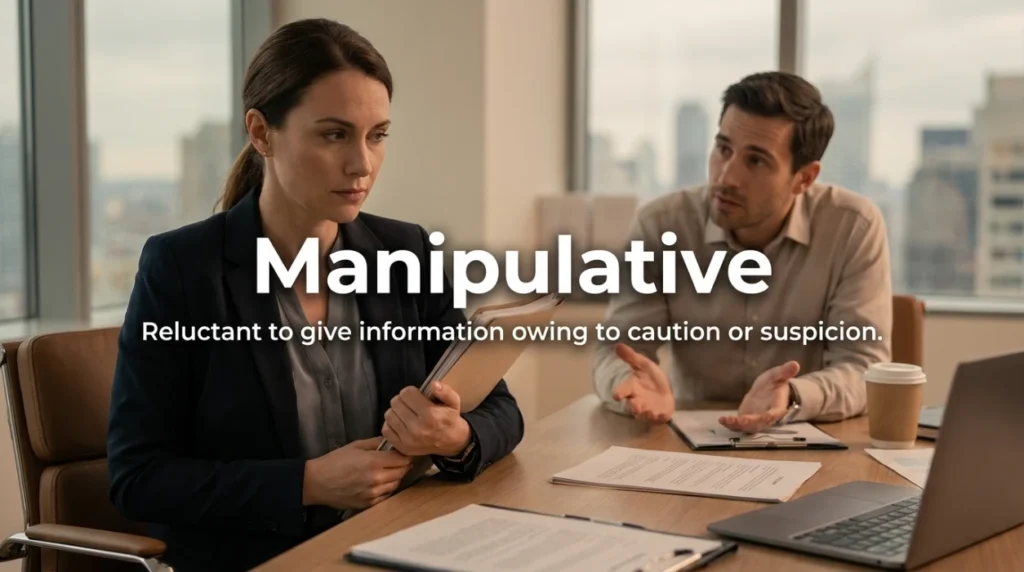 Reluctant to give information owing to caution or suspicion.