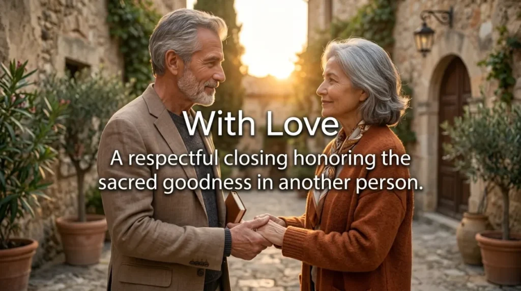 Respectful closing acknowledging the divine spark in another person.