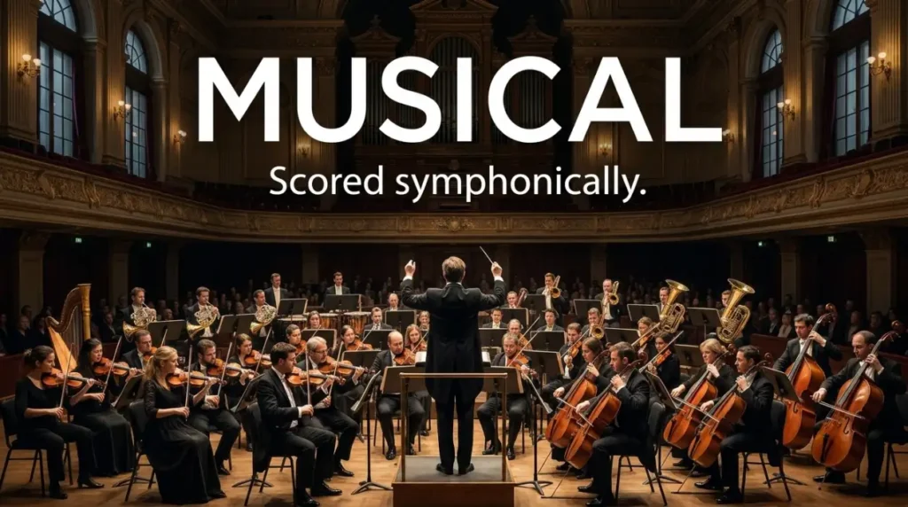Scored symphonically.