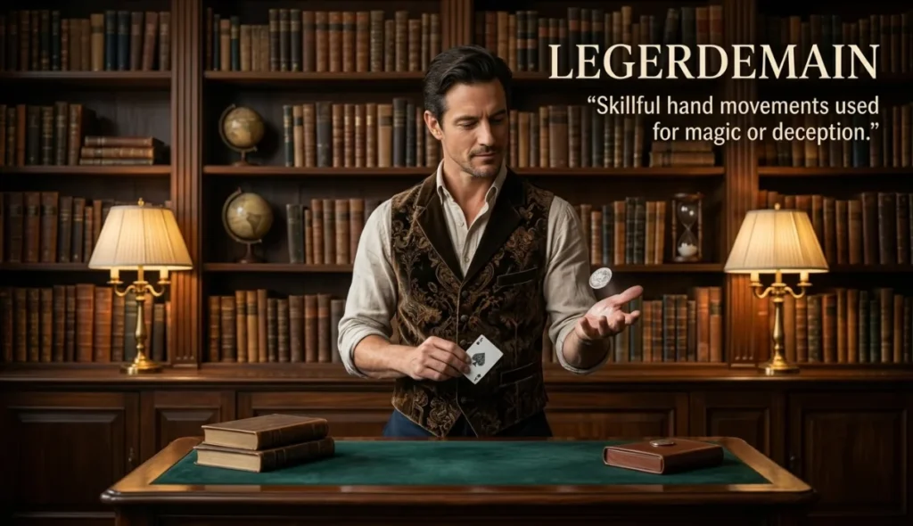 Skillful manual dexterity used to perform magic tricks or deceive viewers.