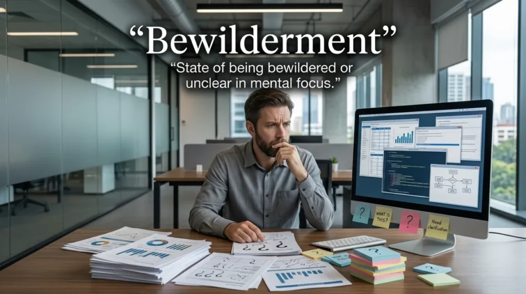State of being bewildered or unclear in mental focus.