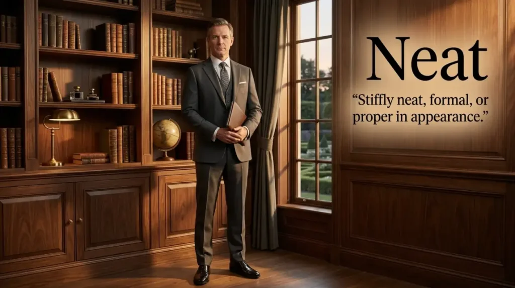 Stiffly neat, formal, or proper in appearance.