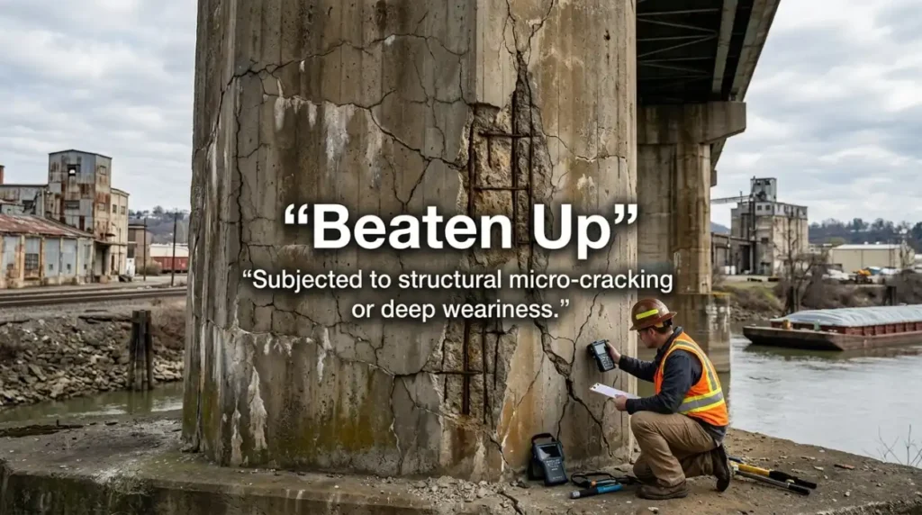 Subjected to structural micro-cracking or deep weariness.