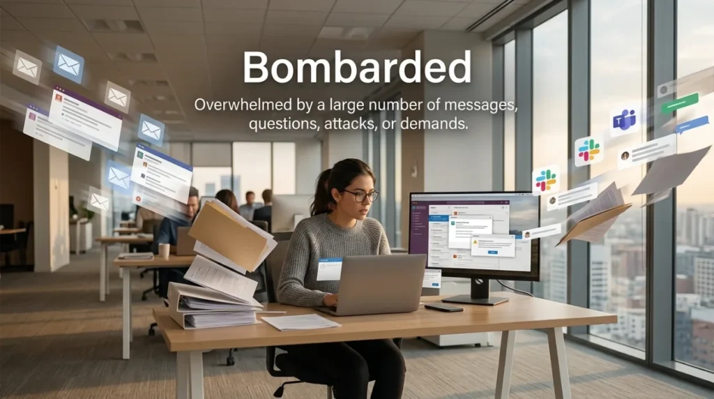 Synonyms for Bombarded