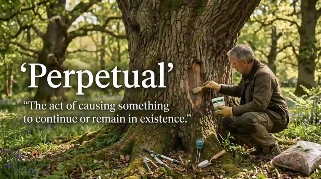 The act of causing something to continue or remain in existence.