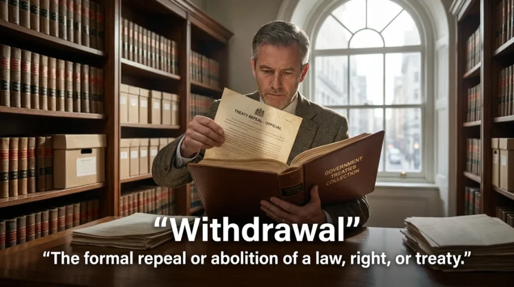 The formal repeal or abolition of a law, right, or treaty.