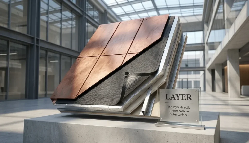 The layer positioned directly underneath an outer surface.