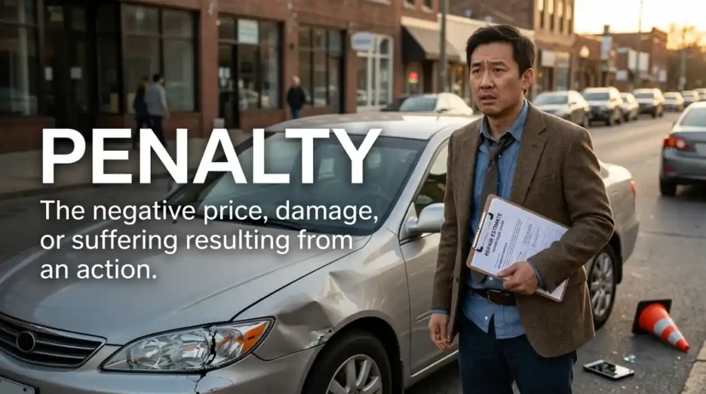 The negative price, damage, or suffering resulting from an action.