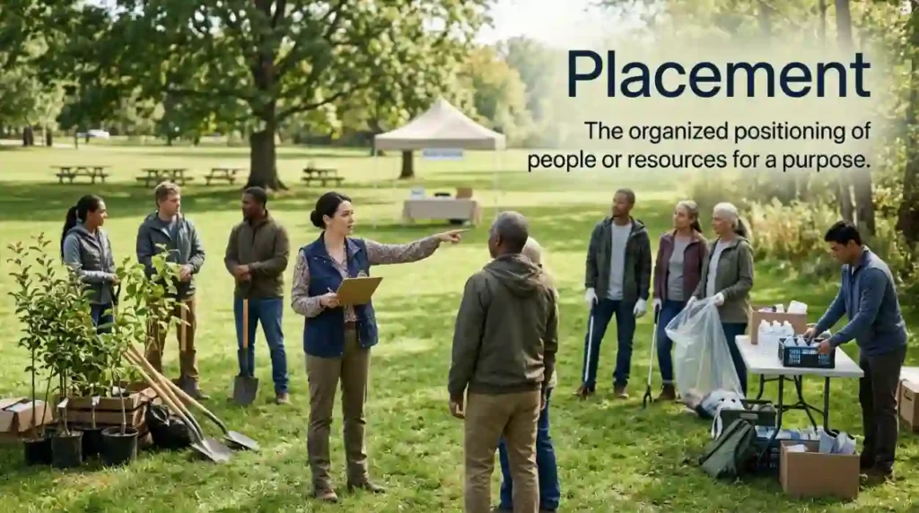 The organized positioning of people or resources for a purpose.