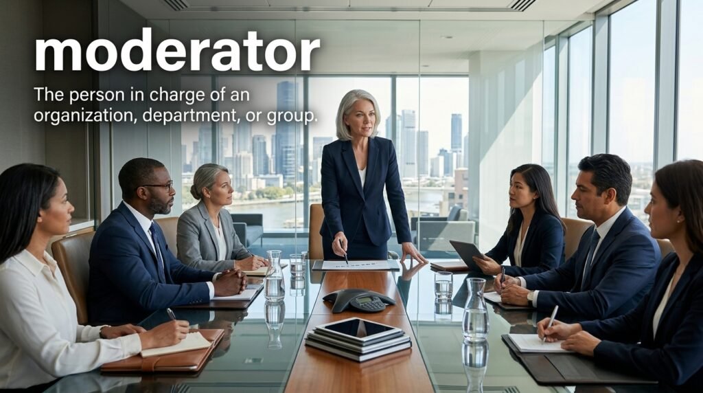The person in charge of an organization, department, or group.