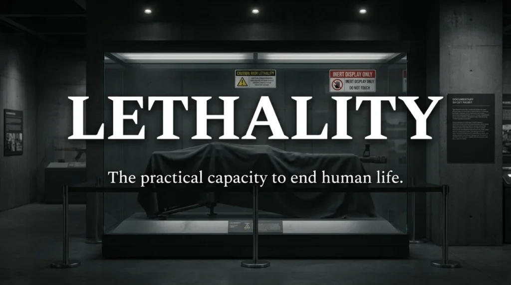 The practical capacity of a force or weapon to end human life.