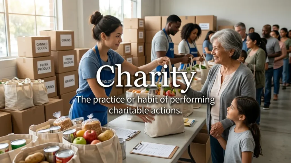 The practice or habit of performing charitable actions.