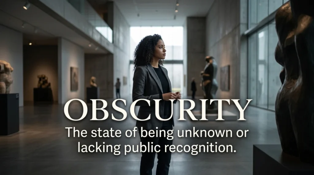 The state of being unknown or lacking public recognition.