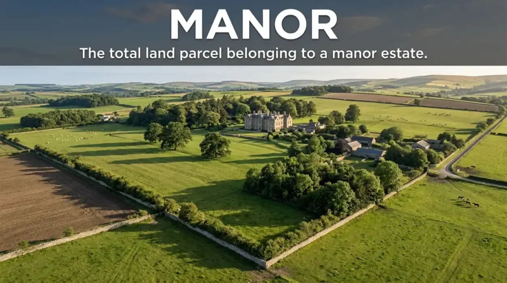 The total land parcel belonging to a manor estate.