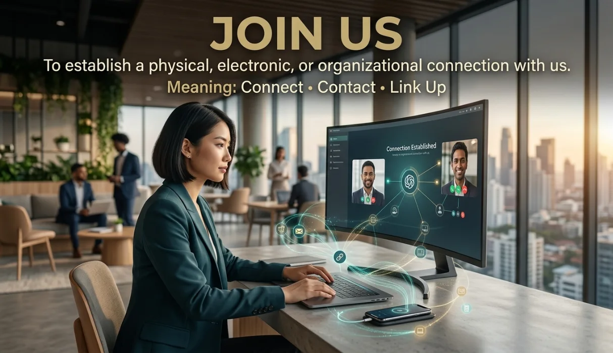 To establish a physical, electronic, or organizational connection with us.