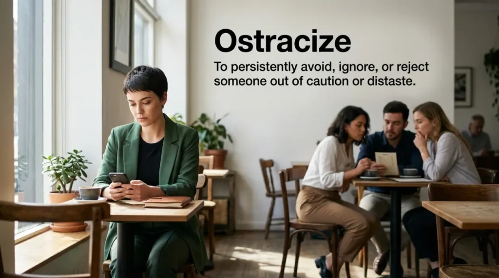 To persistently avoid, ignore, or reject someone out of caution or distaste.
