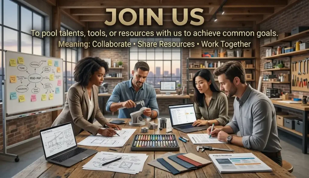 To pool talents, tools, or resources with us to achieve common goals.