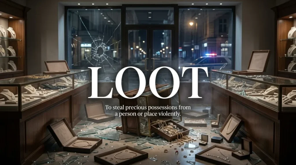 To steal precious possessions from a person or place violently.