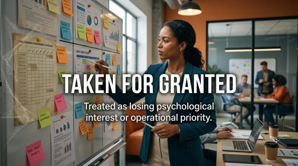 Treated as losing psychological interest or operational priority.
