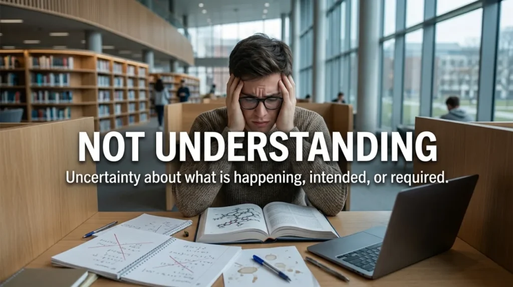 Uncertainty about what is happening, intended, or required.