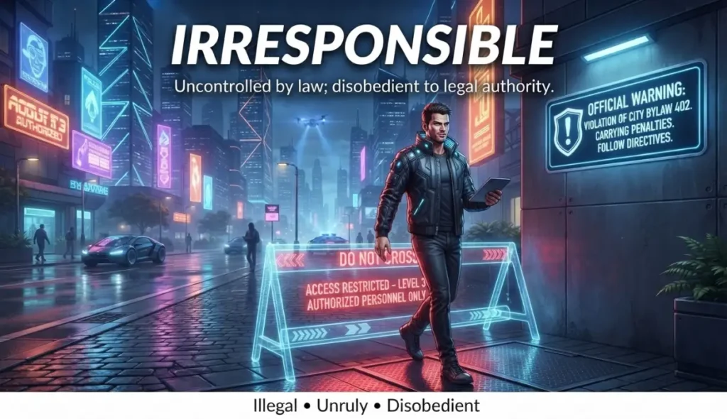 Uncontrolled by law; disobedient to legal authority.