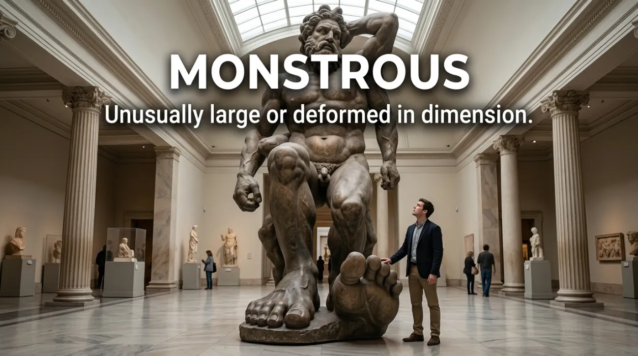 Unusually large or deformed in dimension.