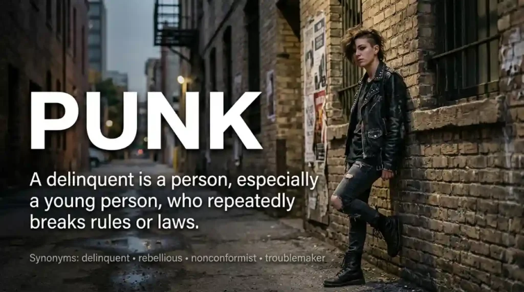 A delinquent is a person, especially a young person, who repeatedly breaks rules or laws.