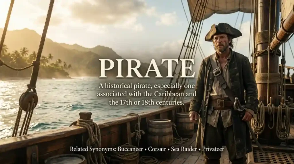 A historical pirate, especially one associated with the Caribbean and the 17th or 18th centuries.