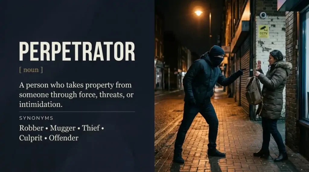 A person who takes property from someone through force, threats, or intimidation.