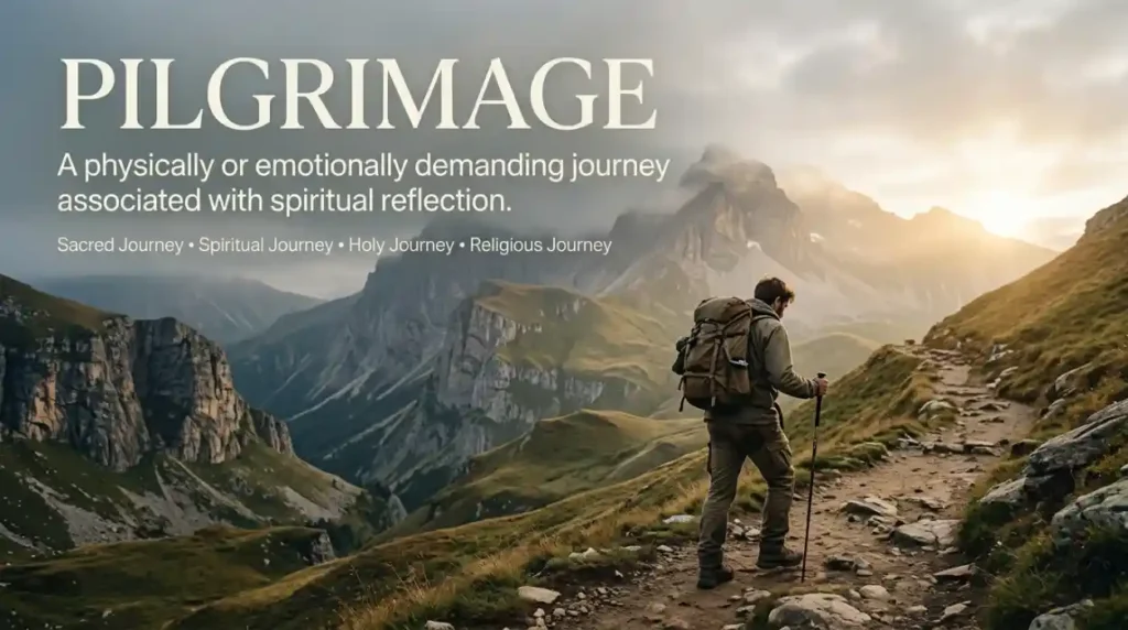 A physically or emotionally demanding journey associated with spiritual reflection.