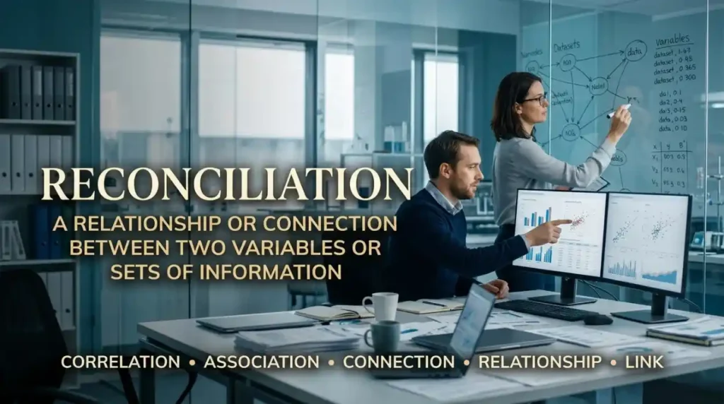 A relationship or connection between two variables or sets of information.
