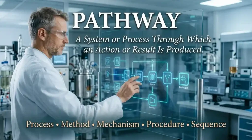 A system or process through which an action or result is produced.
