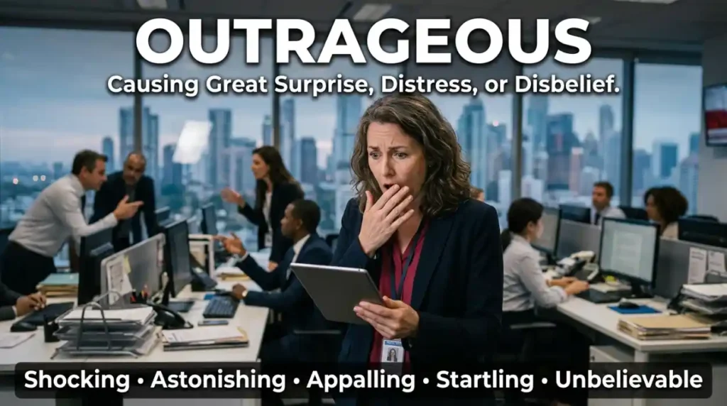 Causing great surprise, distress, or disbelief.