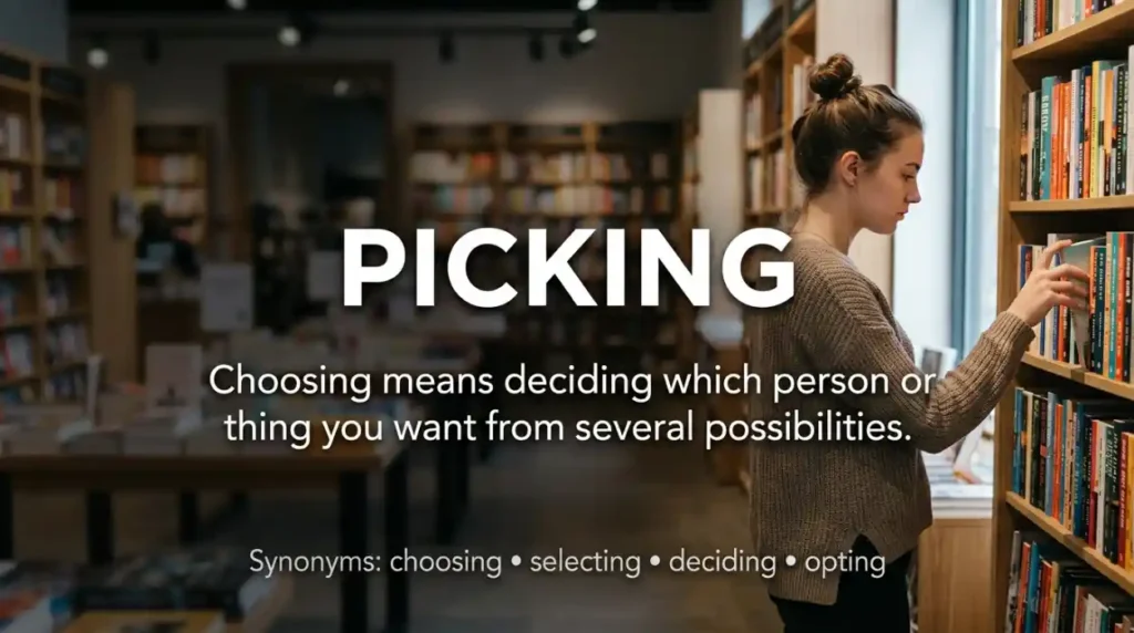 Choosing means deciding which person or thing you want from several possibilities.