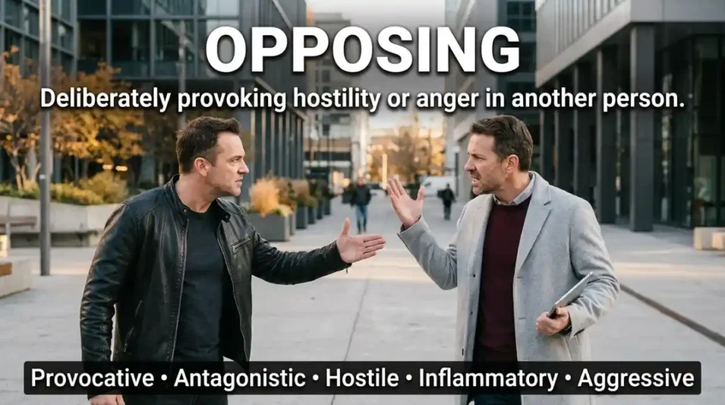 Deliberately provoking hostility or anger in another person.