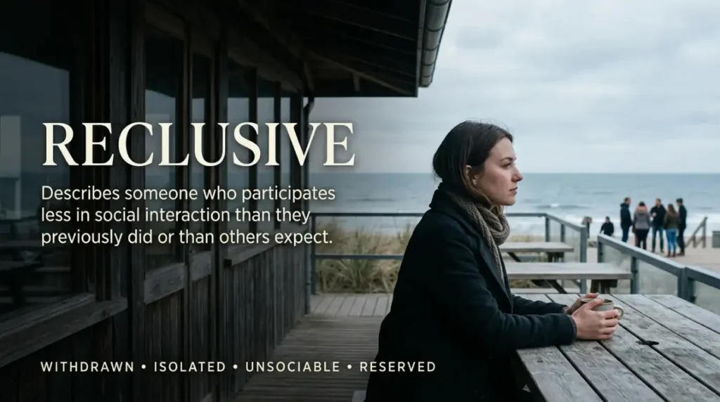 Describes someone who participates less in social interaction than they previously did or than others expect.