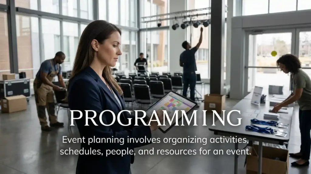 Event planning involves organizing activities, schedules, people, and resources for an event.