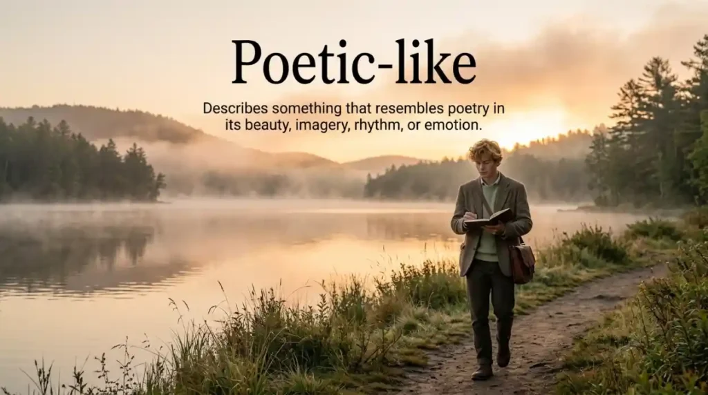 Poetic-like describes something that resembles poetry in its beauty, imagery, rhythm, or emotion.