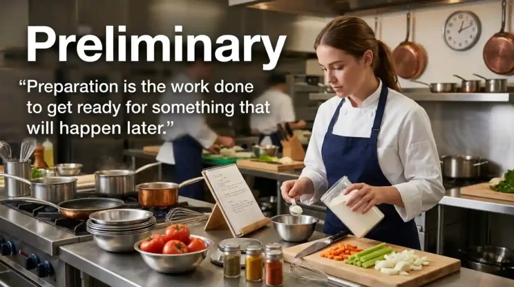 Preparation is the work done to get ready for something that will happen later.