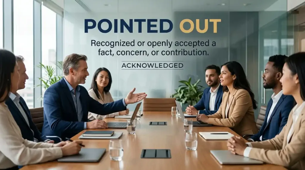 Recognized or openly accepted a fact, concern, or contribution.