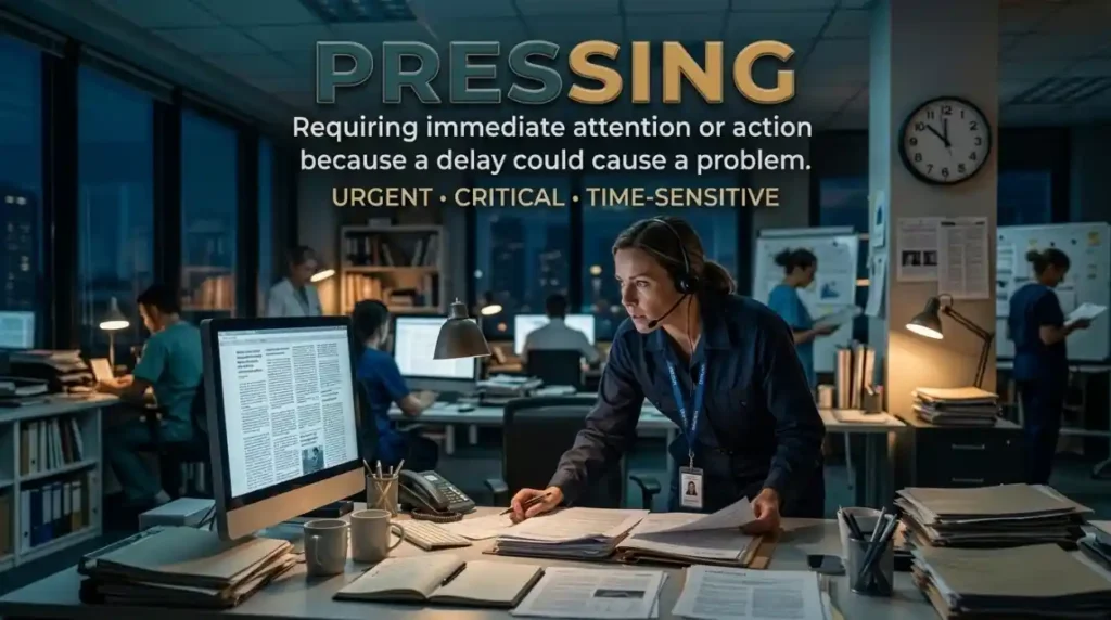 Requiring immediate attention or action because a delay could cause a problem.