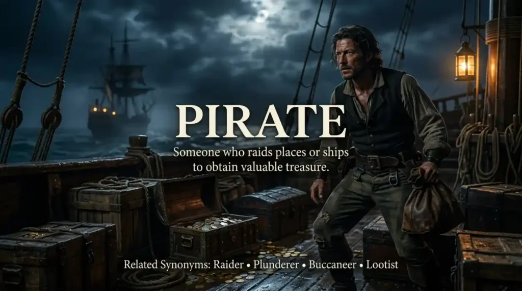 Someone who raids places or ships to obtain valuable treasure.