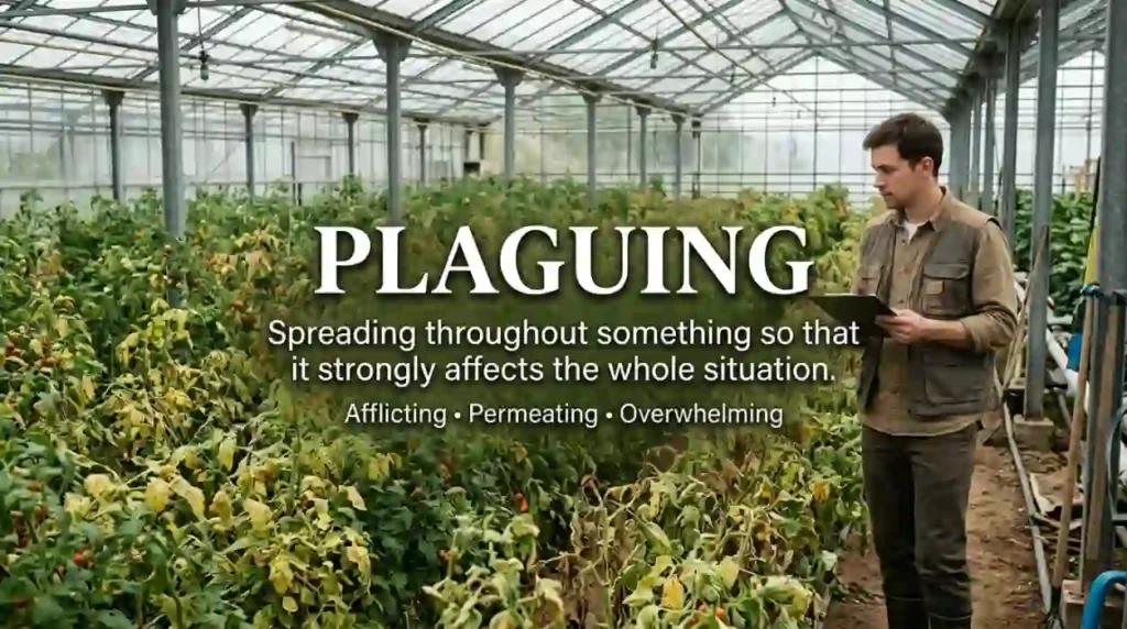 Spreading throughout something so that it strongly affects the whole situation.