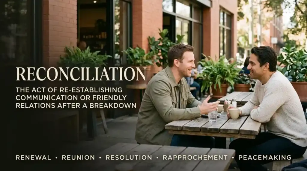 The act of re-establishing communication or friendly relations after a breakdown.