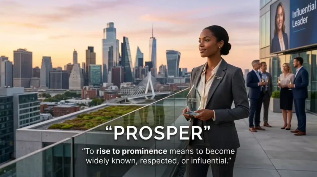To rise to prominence means to become widely known, respected, or influential.